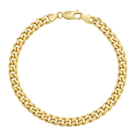 9ct Yellow Gold Domed Italian Curb Bracelet - 6mm - 8" - Gents