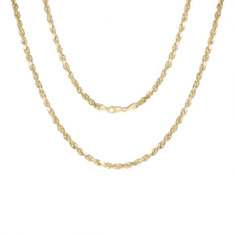 9ct Yellow Solid Gold Diamond Cut Rope Chain - 4.2mm - 30"