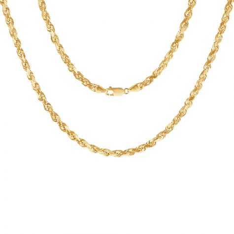 9ct Yellow Solid Gold Diamond Cut Rope Chain - 4.2mm - 22" - 34"