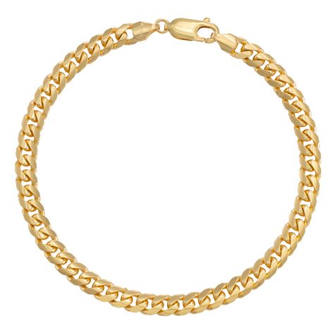 9ct Yellow Gold Domed Italian Curb Bracelet - 5.5mm - 7" - Ladies