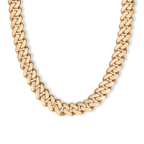 9ct Yellow Gold Solid Cuban Chain - 9mm Wide, 3.5mm Thick, Lengths 22" - 30" (Size 2)