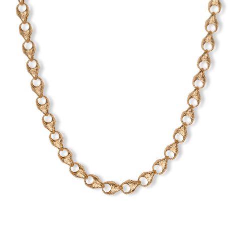 9ct Solid Yellow Gold Ornate Patterned Acorn Chain - 10mm Wide, Lengths 20" - 30" (SIZE 3)