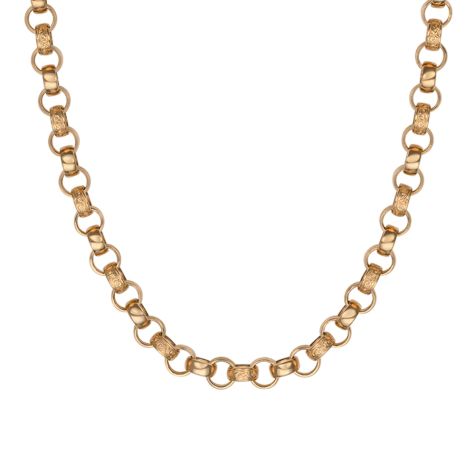 9ct Yellow Gold Solid Heavy Half Patterned Belcher Chain - 9.5mm, Lengths 22" - 30" (Size 3)