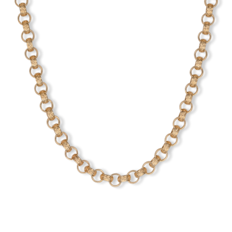 9ct Yellow Gold Solid Ornate Patterned Belcher Chain - 9.5mm Wide, Lengths 22" - 30" (SIZE 3)