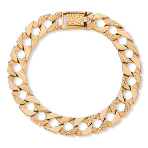9ct Solid Yellow Gold Snake Square Curb Bracelet - 12mm - 9" - Gents (Size 4)