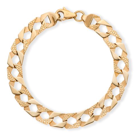 9ct Gold Solid Snake Pattern Square Curb Bracelet - 10mm - 8.75" - Gents - Ex Display