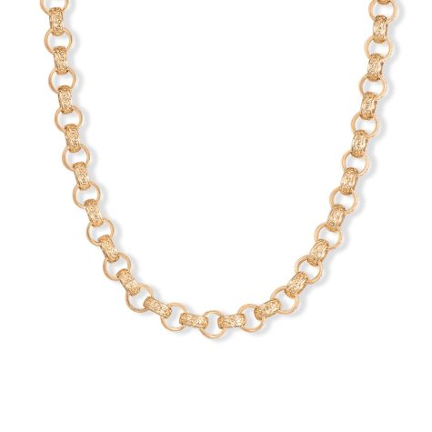 9ct Solid Gold Fully Ornate Patterned Belcher Chain - 8.5mm Wide - Lengths 20"- 30" (SIZE 2)