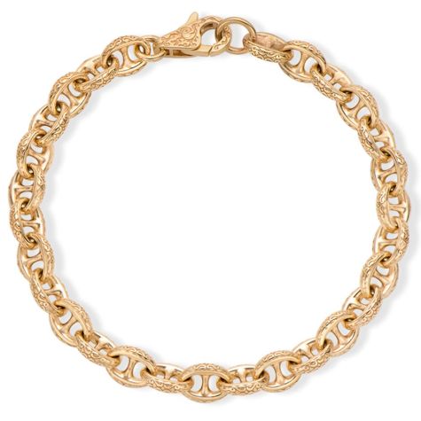 9ct Yellow Gold Ornate Patterned Anchor Bracelet - 7.5mm Wide - 9" Long (Size 3) Ex Display