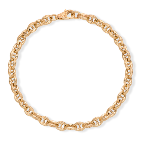 9ct Yellow Gold Ornate Patterned Anchor Bracelet - 6mm - 6.5" - Kids