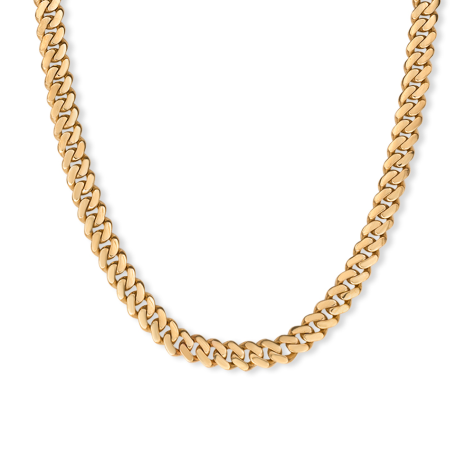 9ct Yellow Gold Solid Flat Cuban Chain -2mm Thick - 7mm - Lengths 22" - 30" (SIZE 1)