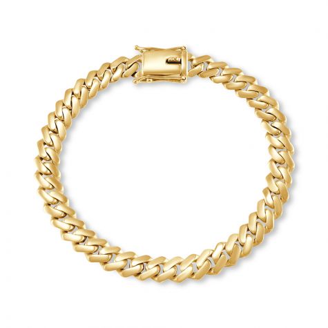 9ct Yellow Gold Solid Miami Cuban Bracelet - 8.5mm - 9"-Gents
