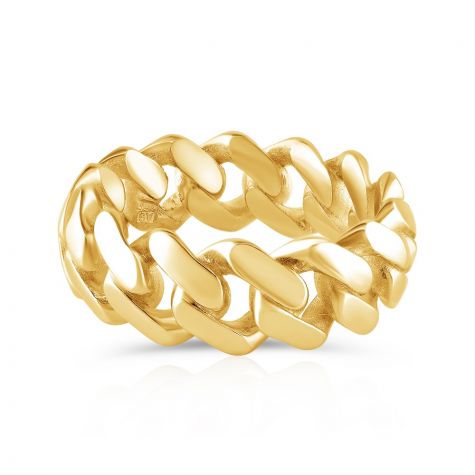 9ct Yellow Gold Cuban Style Ring  - Small Size T - Gents      