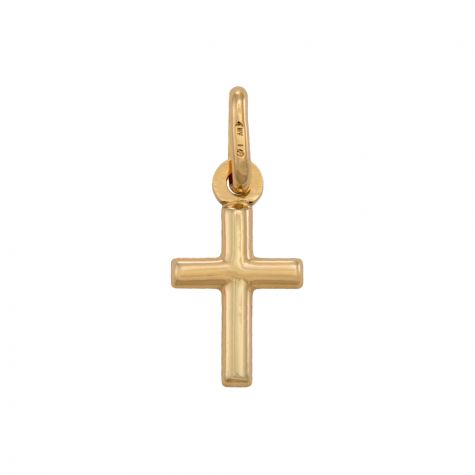 9ct Yellow Gold Small Hollow Polished Cross Pendant / Charm -19mm