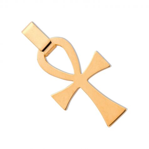 9ct Yellow Gold Solid Polished Ankh Cross Pendant - 37mm