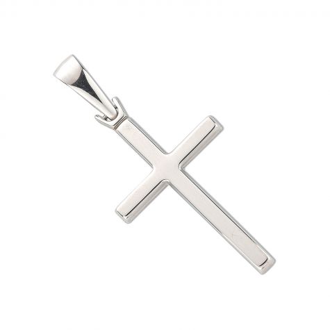 9ct White Gold Large Polished Square Tubed Cross Pendant - 41mm