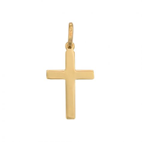 9ct Yellow Gold Small Flat Polished Cross Pendant - 27mm