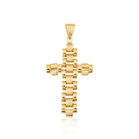 9ct Yellow Gold Solid Fancy Rolex Style Link Cross - 20mm