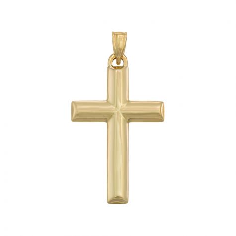 9ct Yellow Gold Hollow Oval Tubed Cross Pendant - 41mm