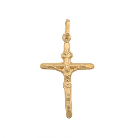 9ct Yellow Gold Lightweight Crucifix Cross Pendant - 32mm