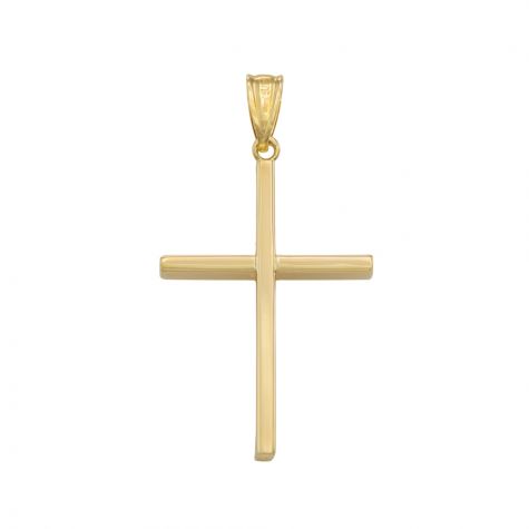 9ct Yellow Gold Polished Square Tubed Cross Pendant - 37mm