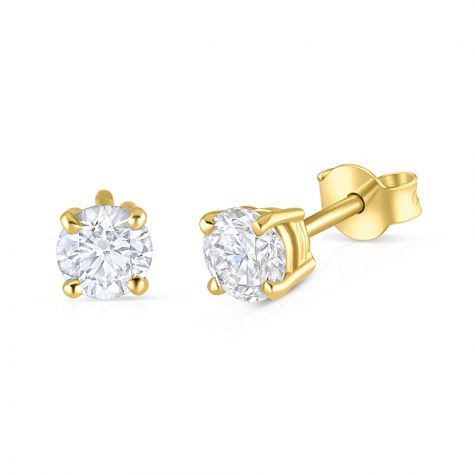 18ct Yellow Gold 0.70ct Claw Set Diamond Stud Earrings - 4 mm