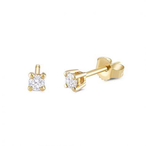 9ct Yellow Gold 0.20ct Diamond Claw Set Stud Earrings - 4mm