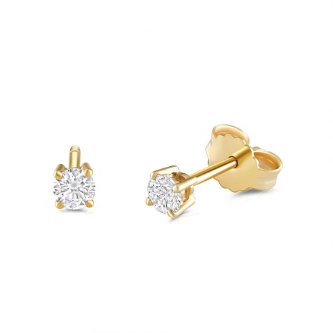 9ct Yellow Gold 0.25ct Diamond Claw Set Stud Earrings - 4mm