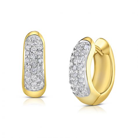 9ct Yellow Gold 0.42ct Diamond Earrings - 14mm