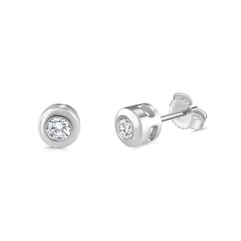 9ct White Gold 0.30ct Diamond Rub over Set Stud Earrings - 5mm