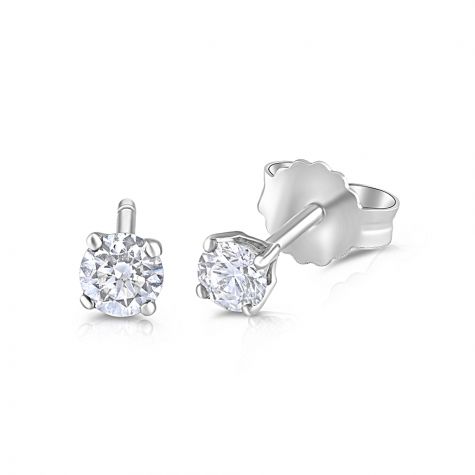 18ct White Gold 0.25ct Diamond Claw Set Stud Earrings - 3.5mm