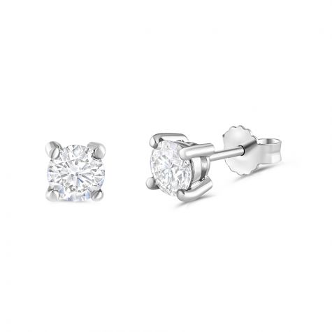18ct White Gold 1.00ct Diamond Claw Set Stud Earrings - 7mm