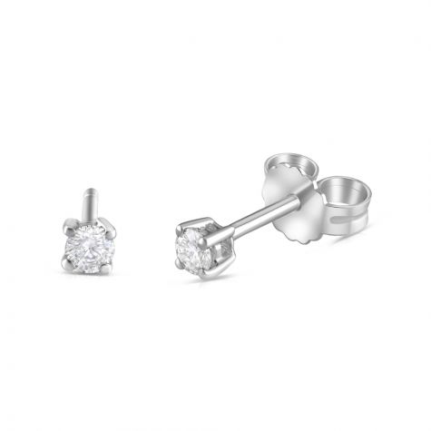 9ct White Gold 0.15ct Diamond Claw Set Stud Earrings -3.5mm