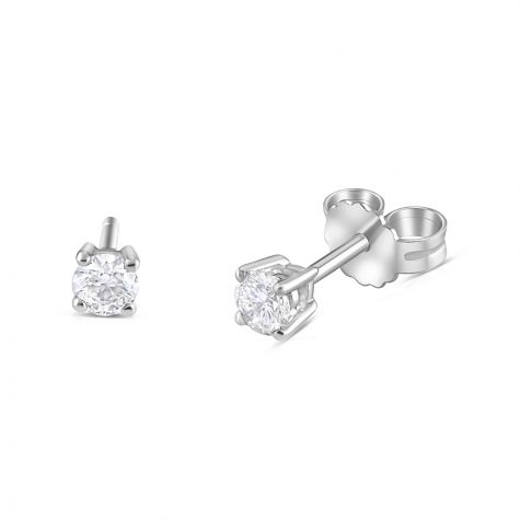9ct White Gold 0.25ct Diamond Claw Set Stud Earrings - 4mm