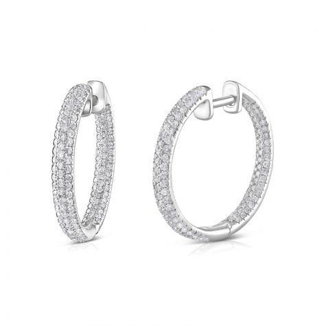 18ct White Gold 1.60ct Diamond Set Gorgeous Hoop Earrings - 24.5mm