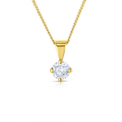 18ct Yellow Gold 0.25ct Claw Set Diamond Necklace - 4.5 mm