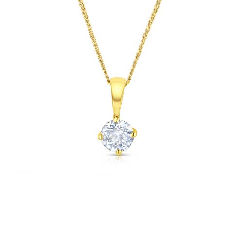 18ct Yellow Gold 0.50ct Claw Set Diamond Necklace  - 5.5 mm