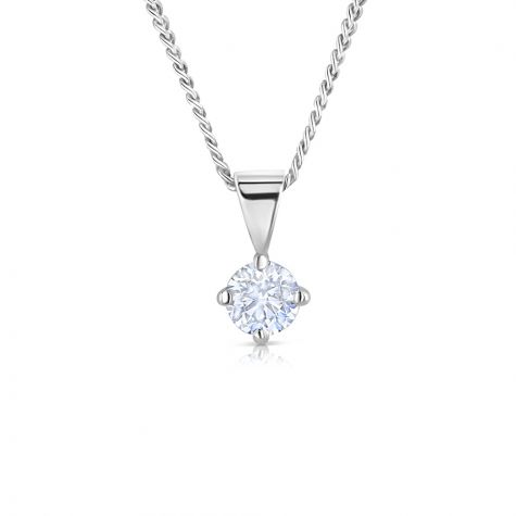 18ct White Gold 0.25ct Claw Set Diamond Necklace - 4.5 mm