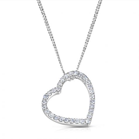 9ct White Gold 0.32ct Diamond Set  Sparkly Heart Pendant