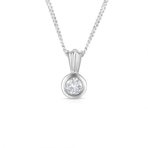18ct White Gold 0.25ct Solitaire Set Diamond Necklace - 5.5 mm