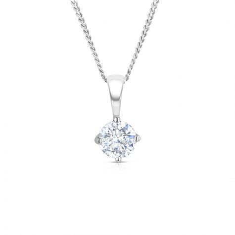 18ct White Gold 0.50ct Claw Set Diamond Necklace - 6 mm