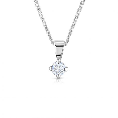 18ct White Gold 0.15ct Claw Set Diamond Necklace - 4.5 mm