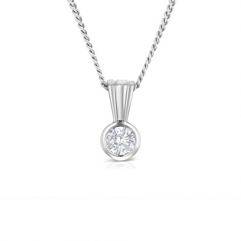 18ct White Gold 0.15ct Solitaire Diamond Necklace - 4.5 mm