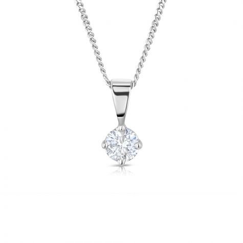 18ct White Gold 0.35ct Claw Set Diamond Necklace - 5.5 mm