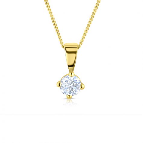 18ct Yellow Gold 0.35ct Claw Set Diamond Necklace - 5.5 mm