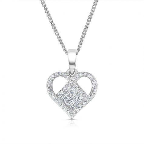 9ct White Gold 0.33ct Heart Diamond Pendant