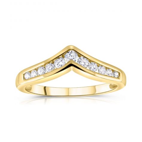 9ct Yellow Gold 0.25ct Diamond Wishbone Ring
