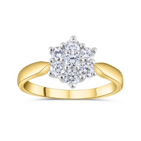 9ct Yellow Gold 0.50ct Diamond Flower Cluster Ring