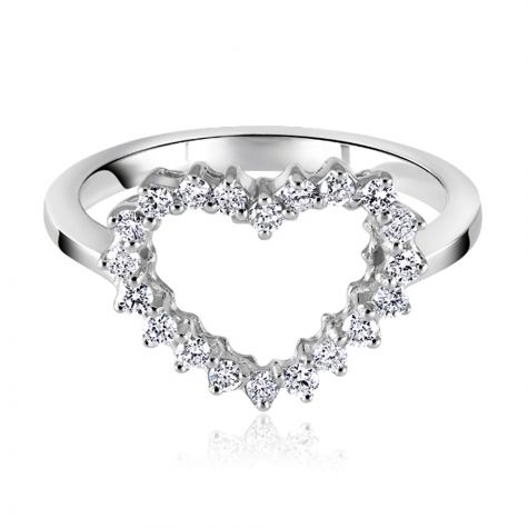 9ct White Gold 0.25ct Diamond Heart Ring