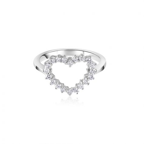 9ct White Gold 0.25ct Diamond Heart Ring