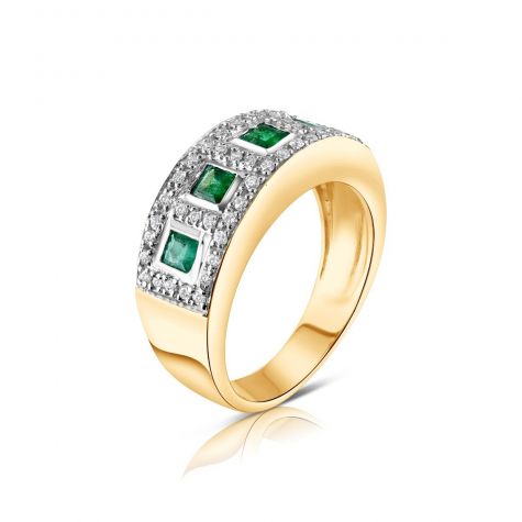 9ct Yellow Gold Diamond & 0.40ct Emerald Eternity Ring